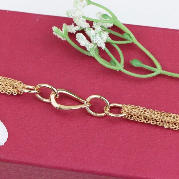 "Chunky Oval Chain Rose Gold Bracelet with Layered Tassel Detail, XPBL1099 - Picture 10 of 12